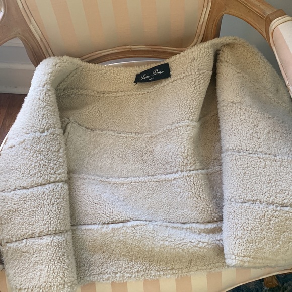 Designer Shearling Fur cropped jacket Sam Rone S 6 - Picture 8 of 10
